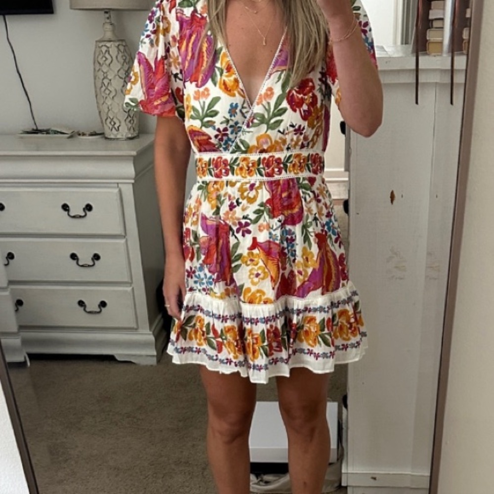 KALHILA DRESS - SÉZANE X FARM RIO - Spring Bananas Off-white - mini dress - sz s - Picture 4 of 4